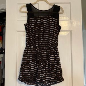 Black and peach sheer back romper